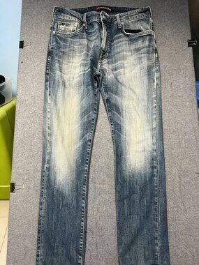 Mavi Amerika Men’s Jeans Size 36/32 Blue Distressed Faded Straight Leg Denim